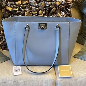Michael Kors Tina large tote ladies bag pale blue in color price is firm